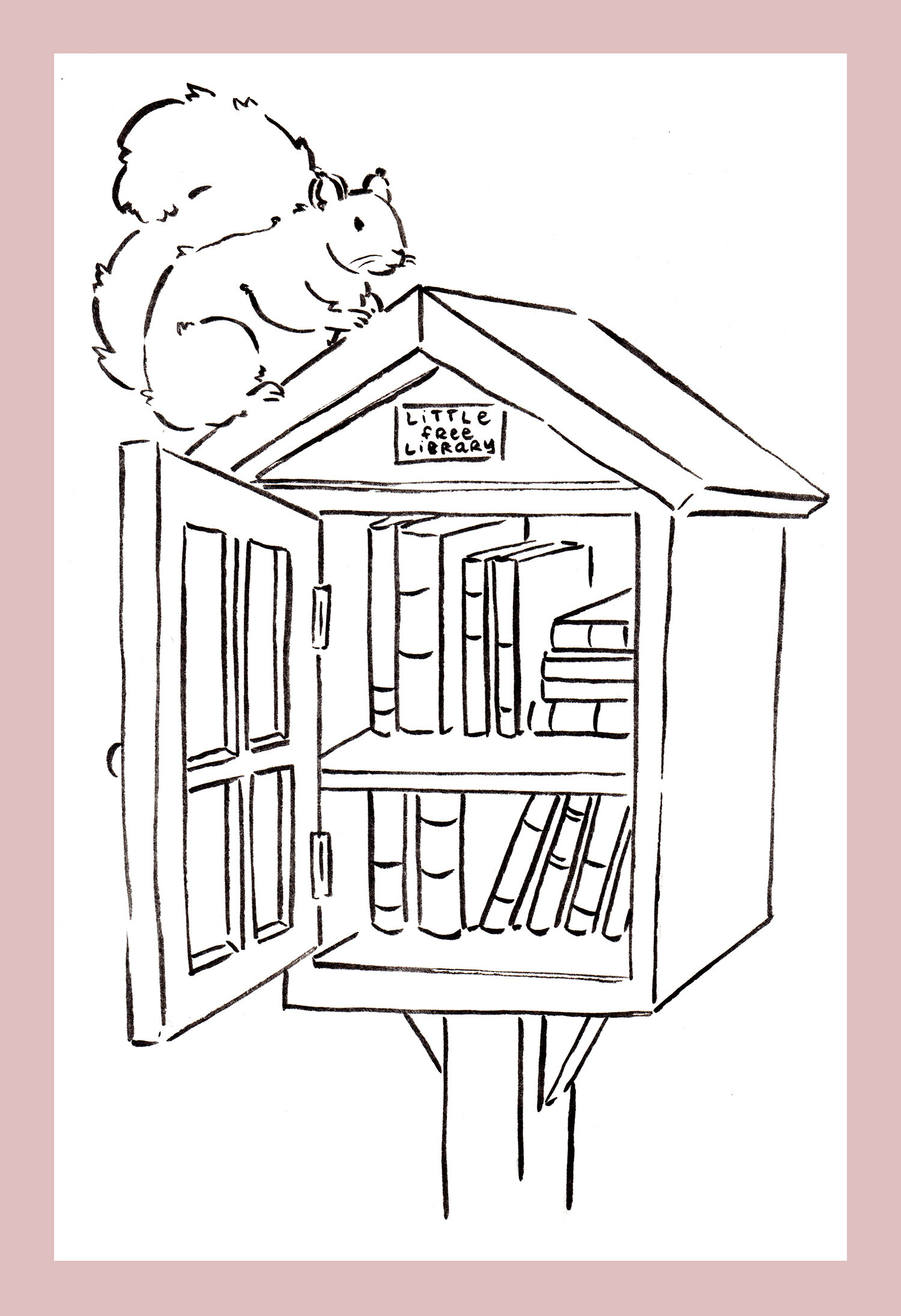 Free colouring page little free library â natalie czerwinski illustration