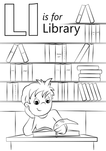 Letter l is for library coloring page free printable coloring pages