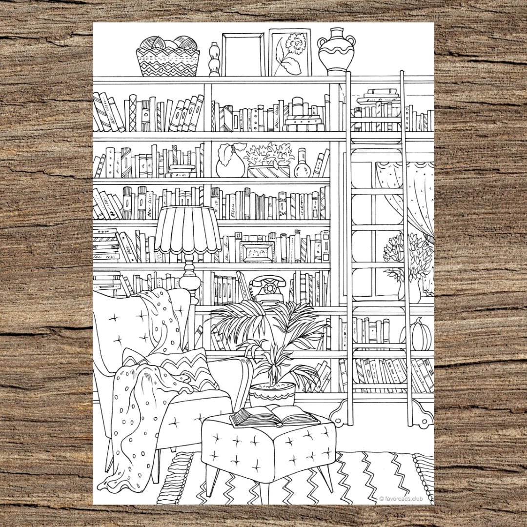 Library printable adult coloring page from favoreads coloring book pages for adults and kids coloring sheets colouring designs download now