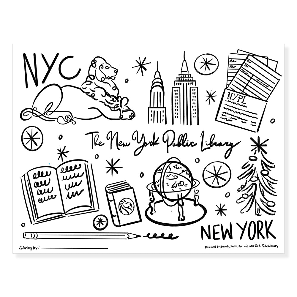 Printable coloring page holiday cheer the new york public library