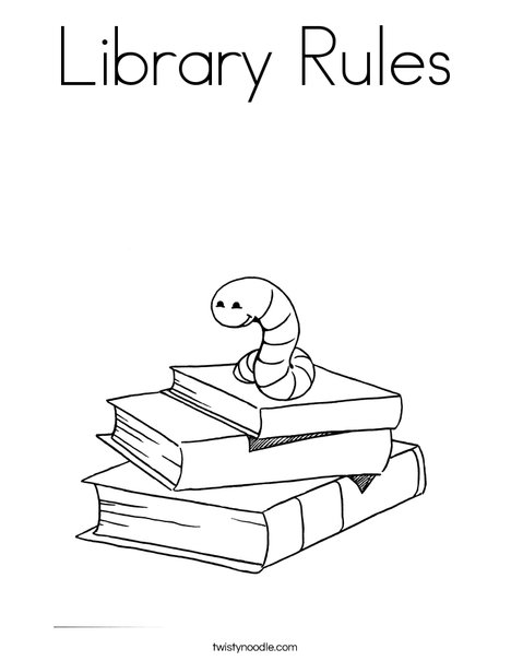 Library rules coloring page