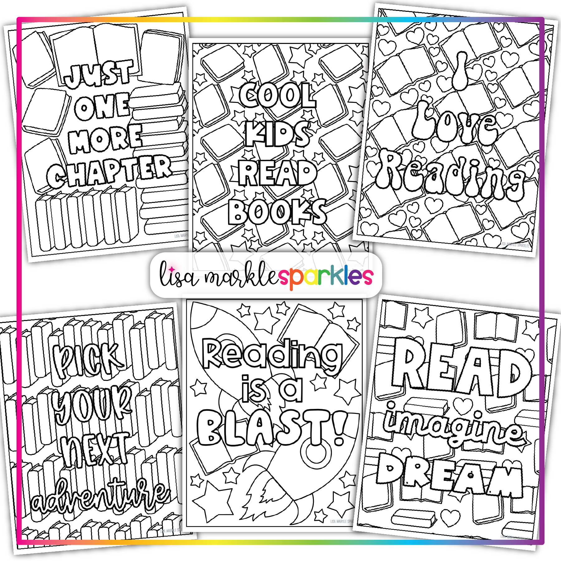 Reading library book lover coloring pages printable pdf