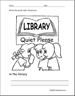 Coloring page write and color in the library esl