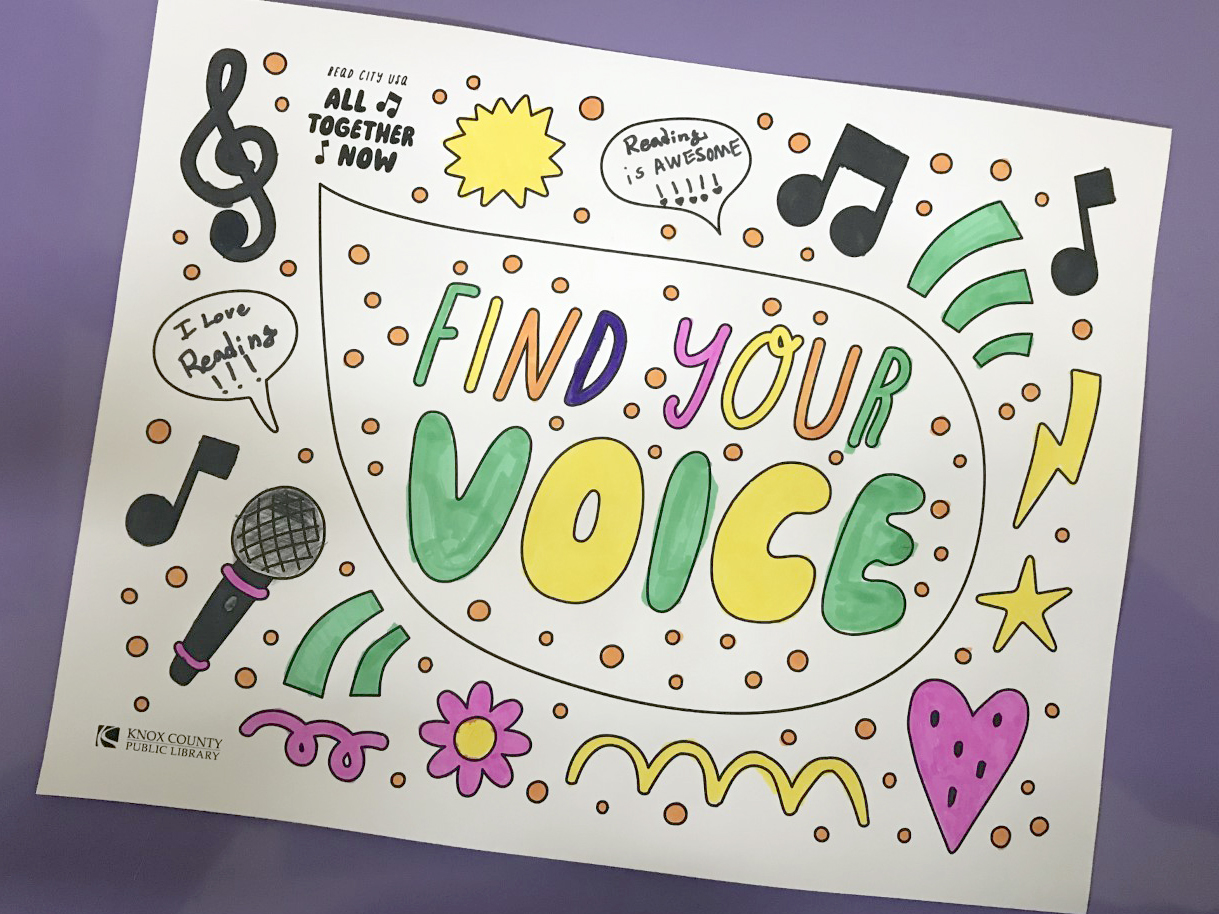 Find your voice coloring sheet knox county public library