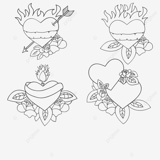 Dibujo de diseão tatuaje corazãn libro colorear dibujado a mano suerte decorativa vector png dibujos dibujo del corazon dibujo del tatuaje dibujo de libro png y vector para dcargar gratis