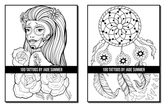 Pãginas para colorear de tatuajes libro para colorear para adultos de tatuajes de jade summer pãginas para colorear digitales imprimible descarga en pdf