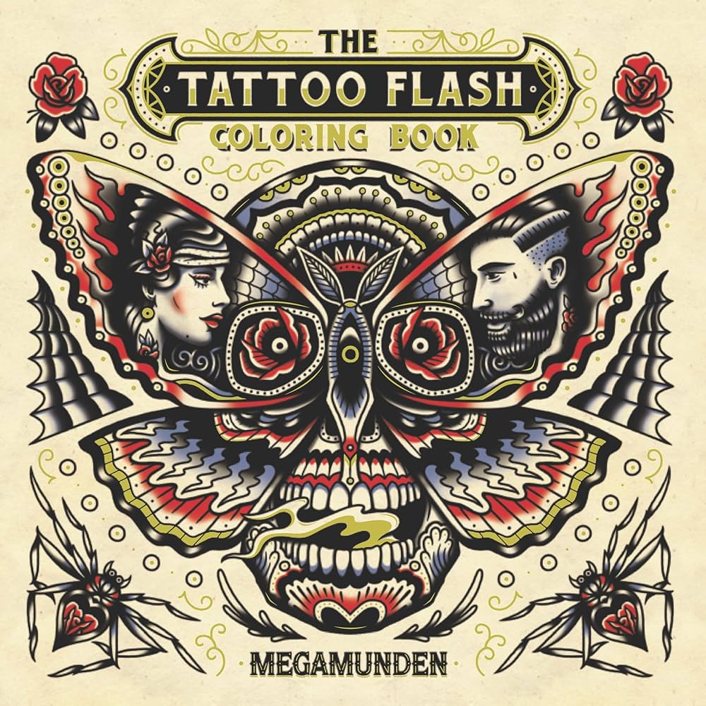 The tattoo flash coloring book for adults mindfulness coloring tattoo activity book megamunden books