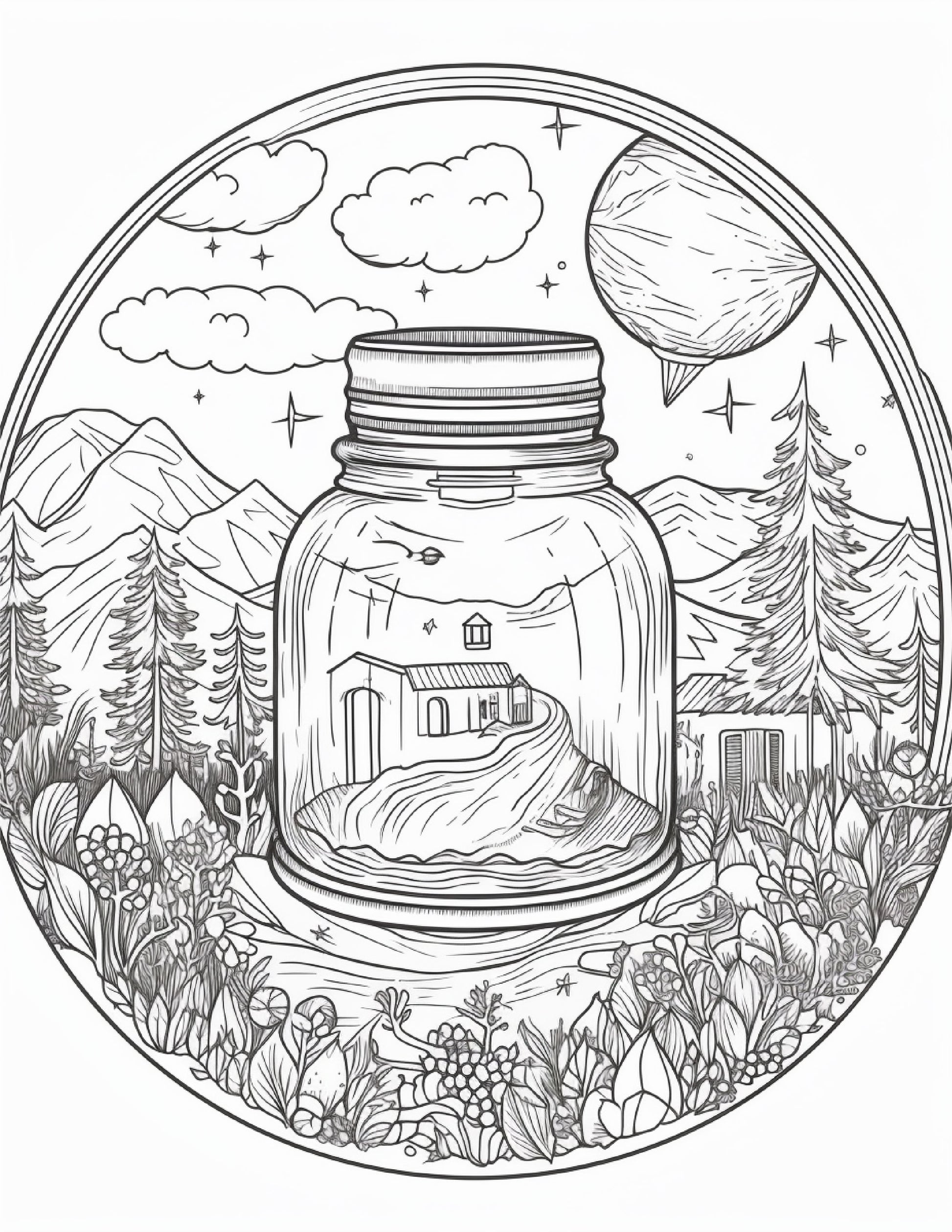 Pãginas para colorear imprimibles de life inside jar para adultos â coloring