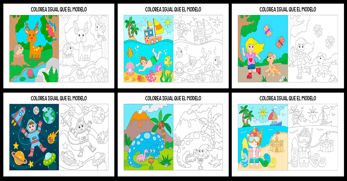 Dibujos para colorear siguiendo el modelo