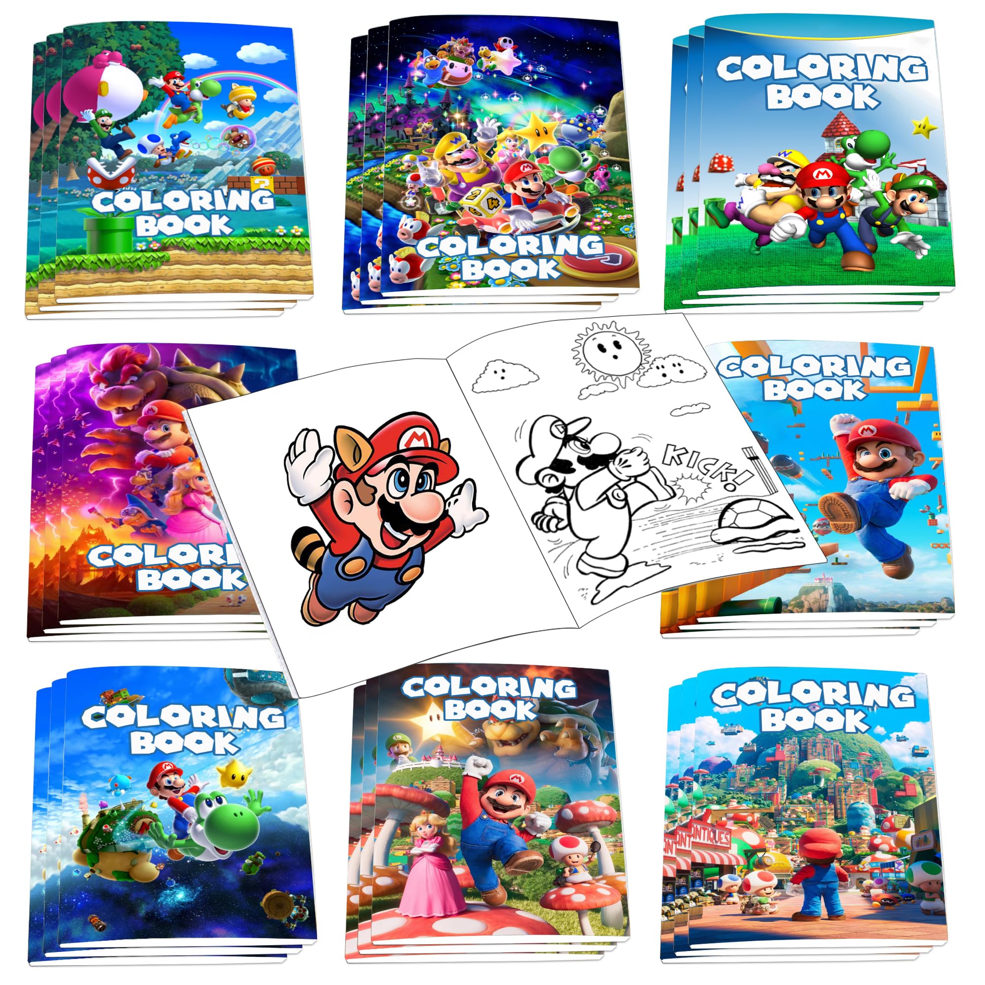 Pcs mario coloring books bulk for kids mini diy drawing book set for mario party favors birthday gifts party favors class activity supplies decorations toys