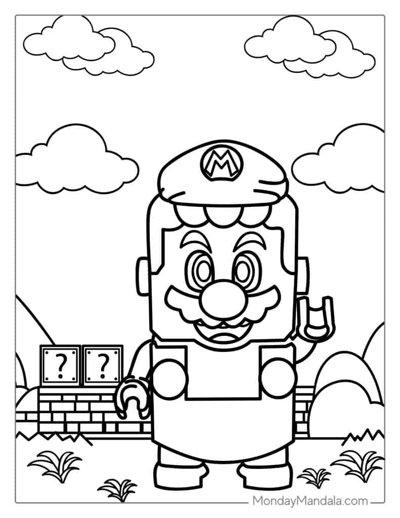 Mario coloring pages free pdf printables