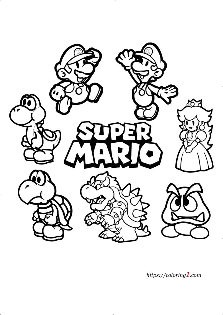 Mario characters coloring pages