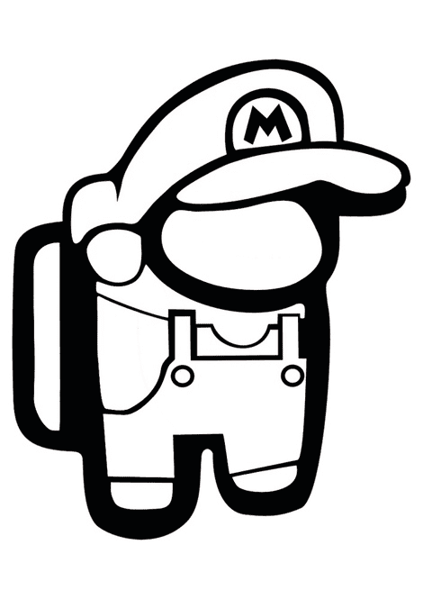 Among us mario coloring page