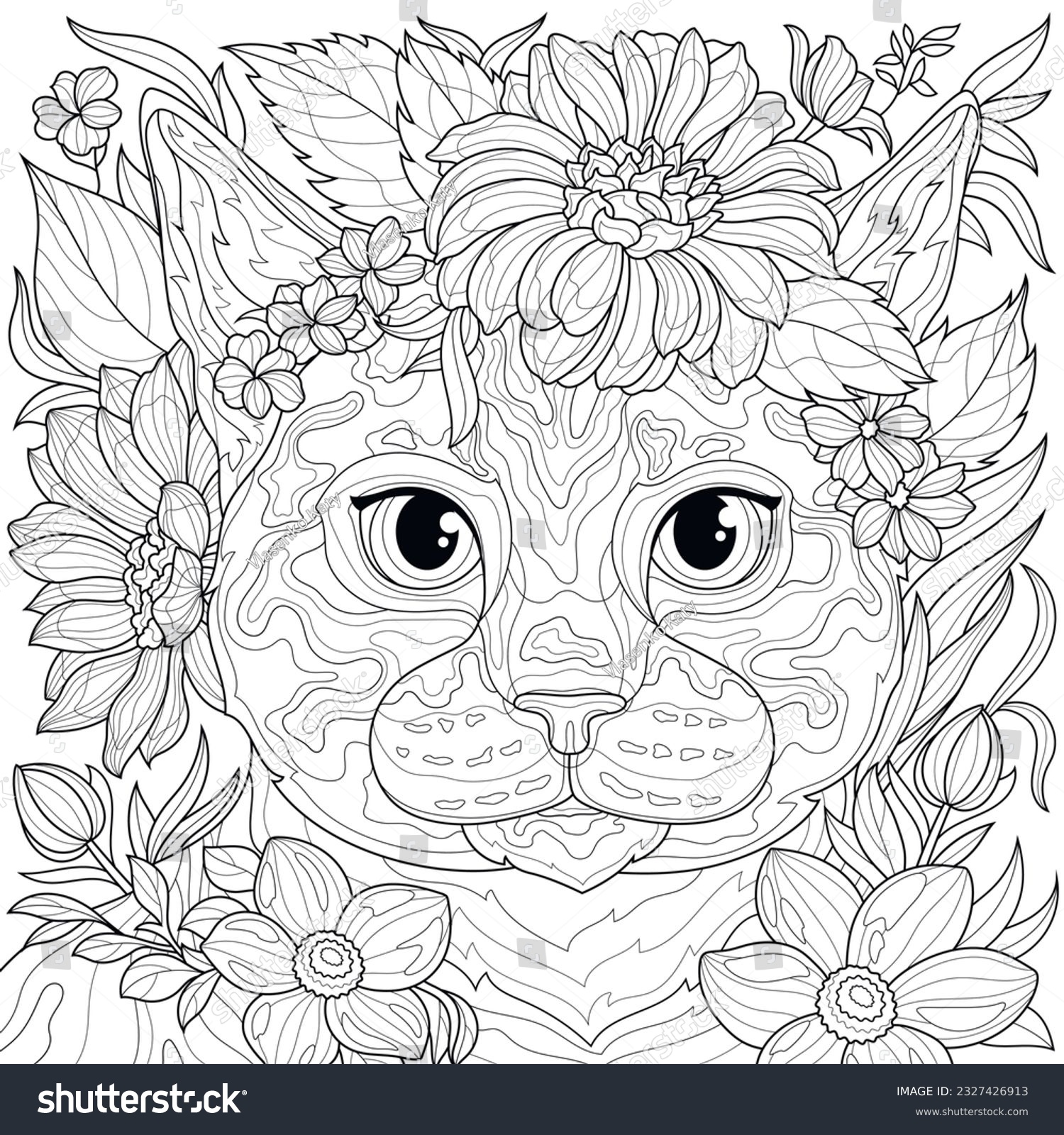 Imãgenes fotos de stock objetos en d y vectores sobre cat flowers coloring vector