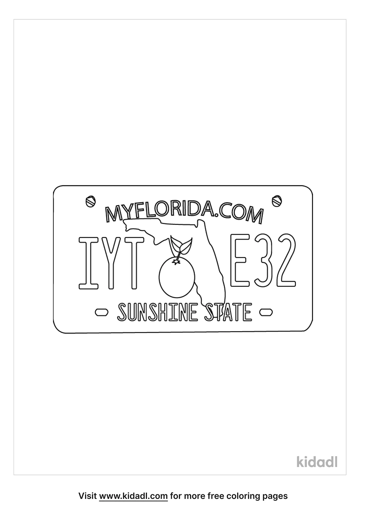 Free florida state license plate coloring page coloring page printables