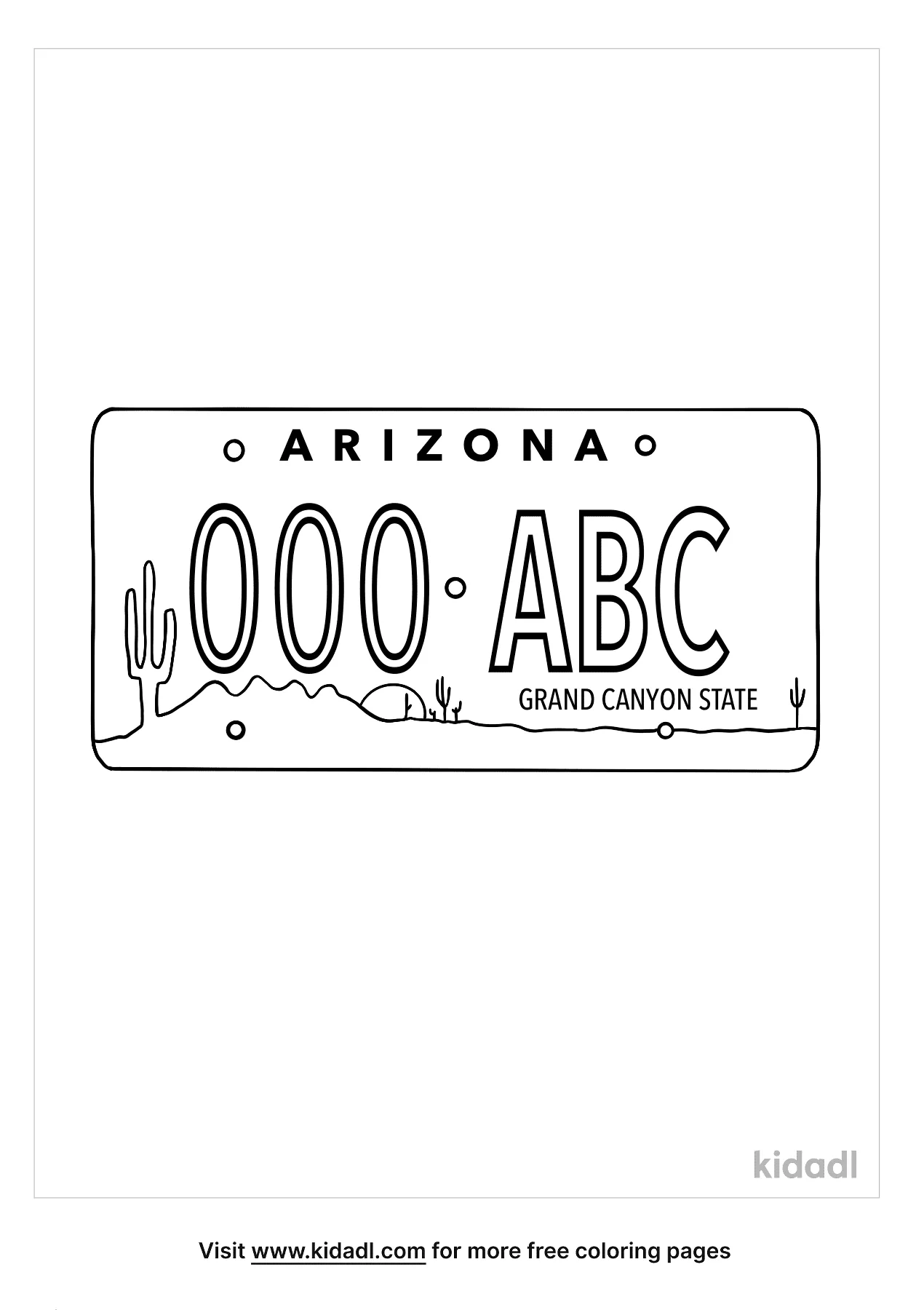 Free arizona license plate coloring page coloring page printables