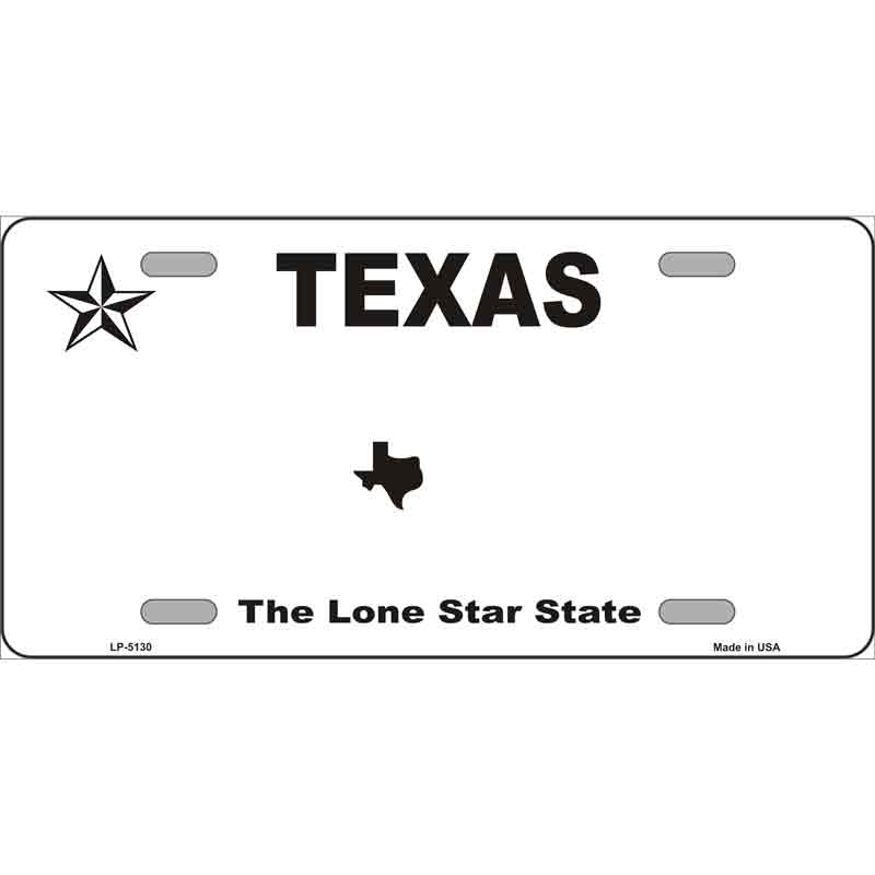 Texas white novelty state blank wholesale metal license plate lp