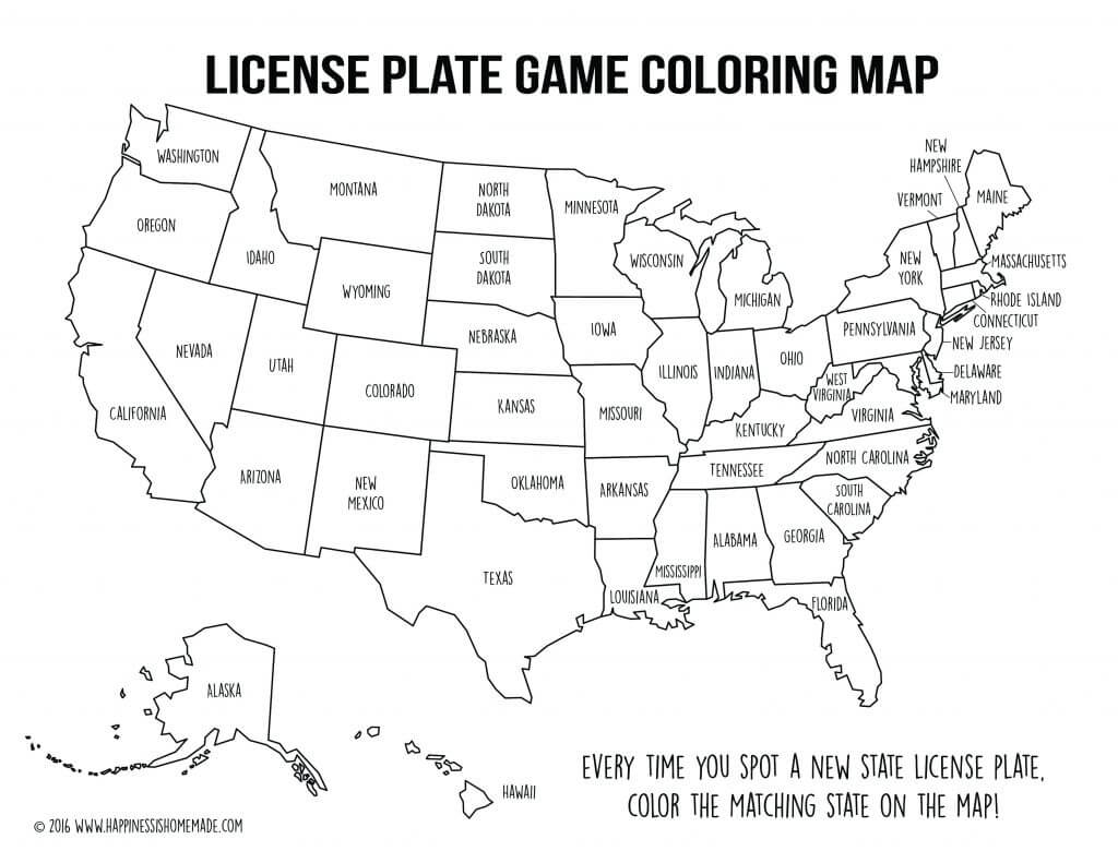 Road trip games license plate coloring map smores snack mix