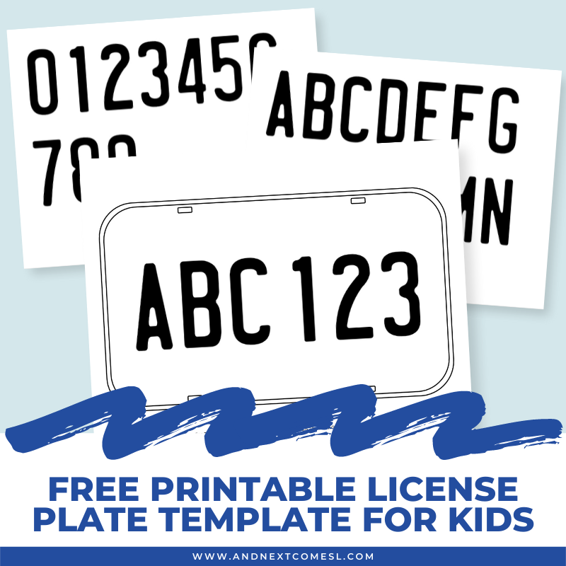 Free printable license plate template for kids and next es l