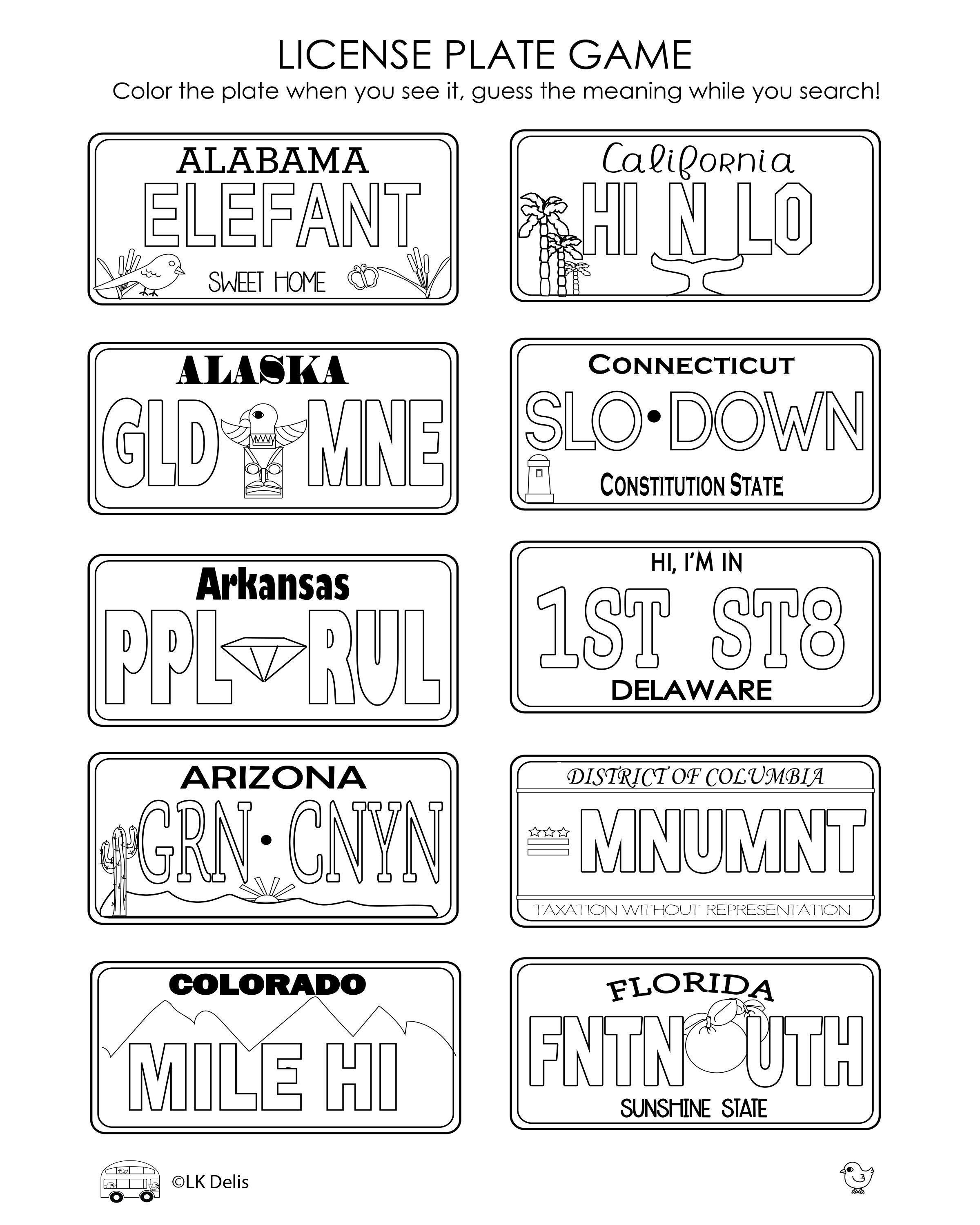 License plate game instant download