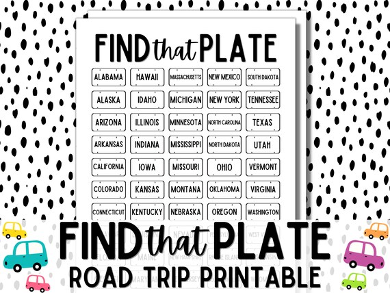 License plate game road trip coloring page printable for kids travel activity fun car games