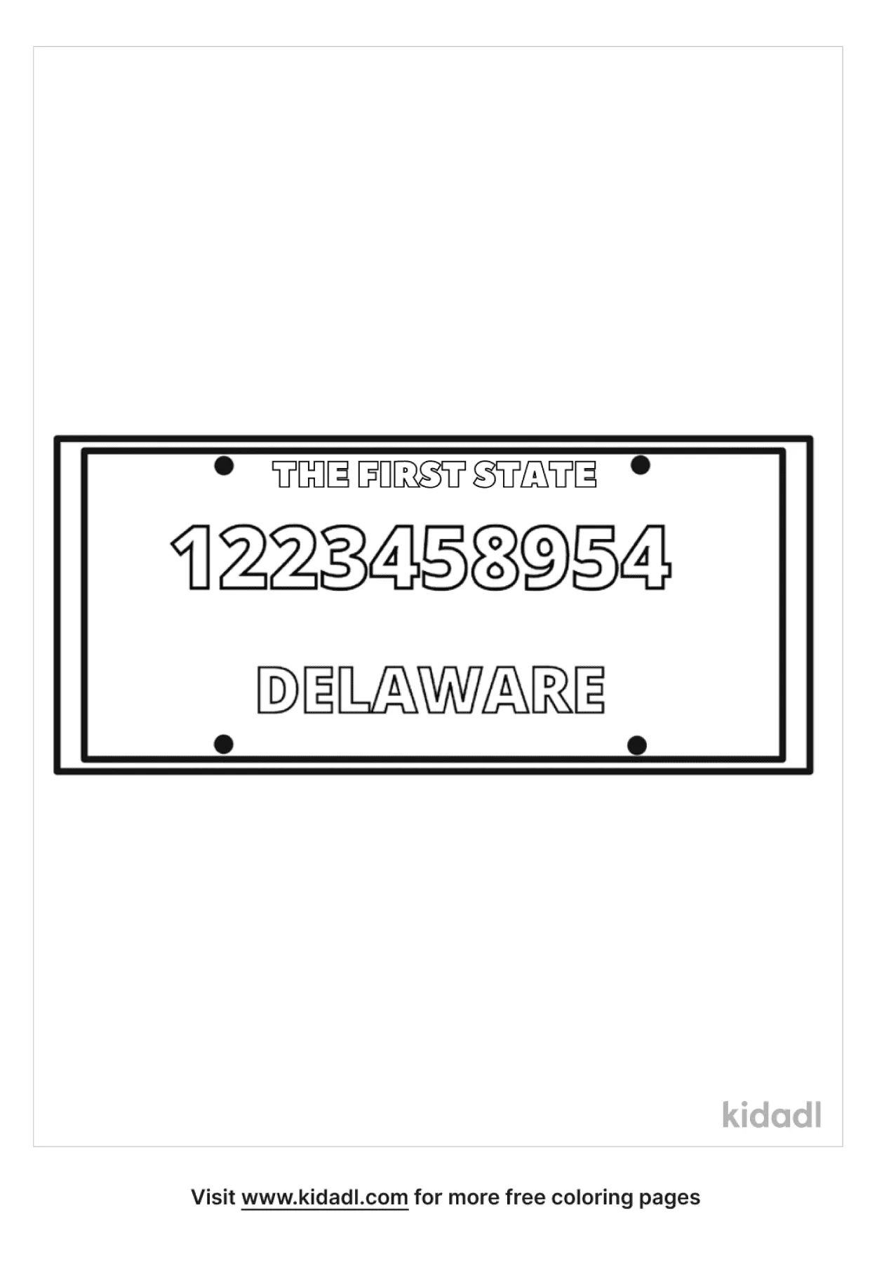 Free delaware license plate coloring page coloring page printables