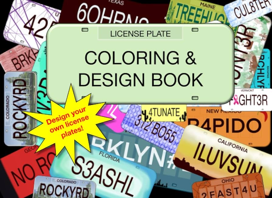 License plate coloring and design book coloring book license plate game perfect for road trip fun for kids of all ages seb marquez books