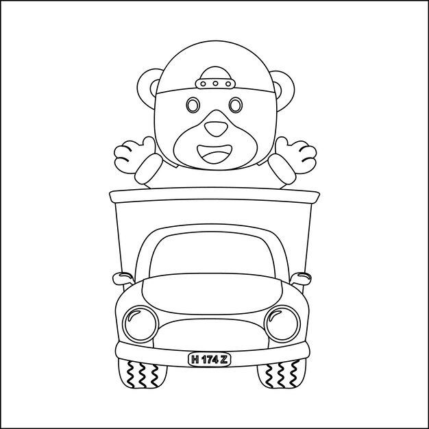 Premium vector a cartoon bear in a car with a license plate that sayst the