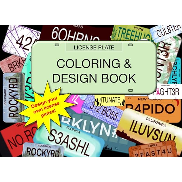 License plate coloring and design book coloring book license plate game perfect for road trip fun for kids of all ages seb marquez books