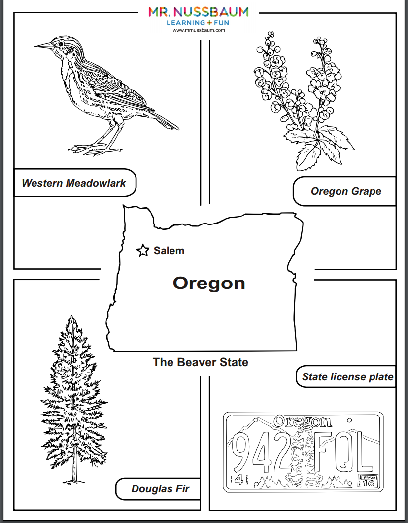 This awesome coloring activities allows students to design oregons state bird flower tree and license platâ state symbols coloring pages easy coloring pages