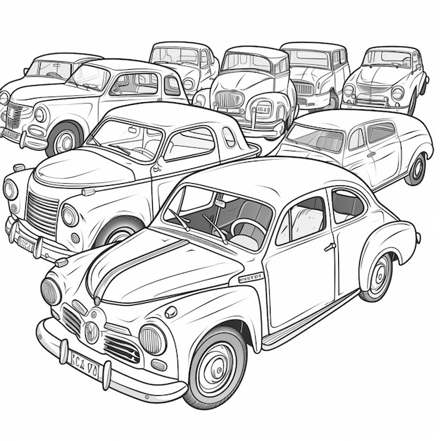 Premium ai image a black and white drawing of cars with the license plate number