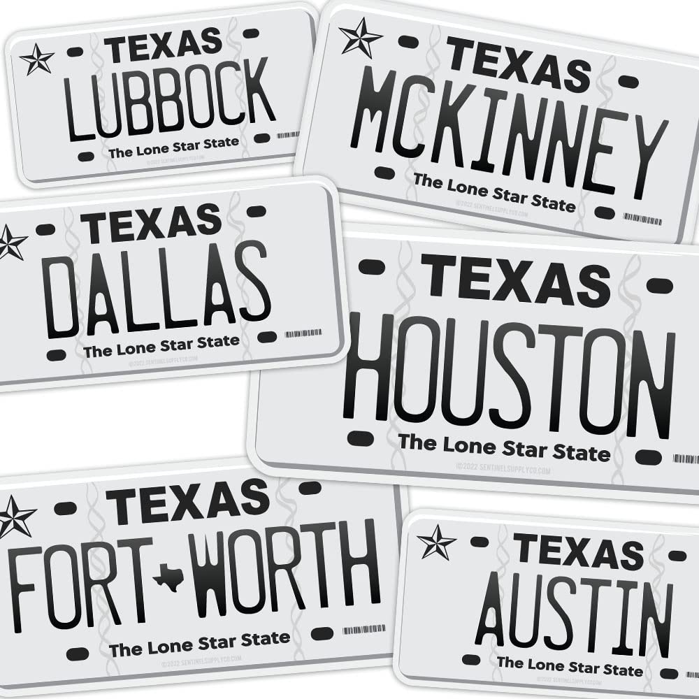 Texas license plate stickers â tx city options â texas bumper sticker for car â houston austin dallas san antonio decals for hydroflask buda â