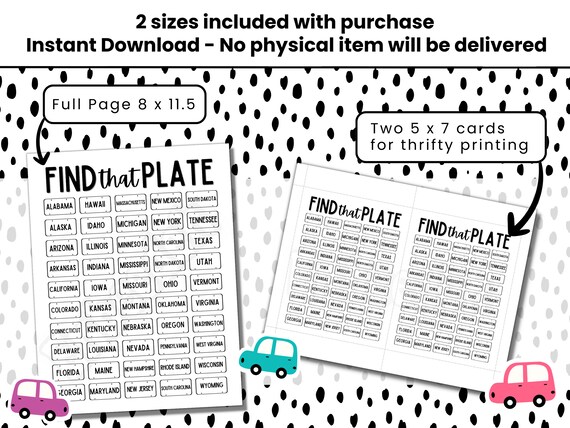 License plate game road trip coloring page printable for kids travel activity fun car games