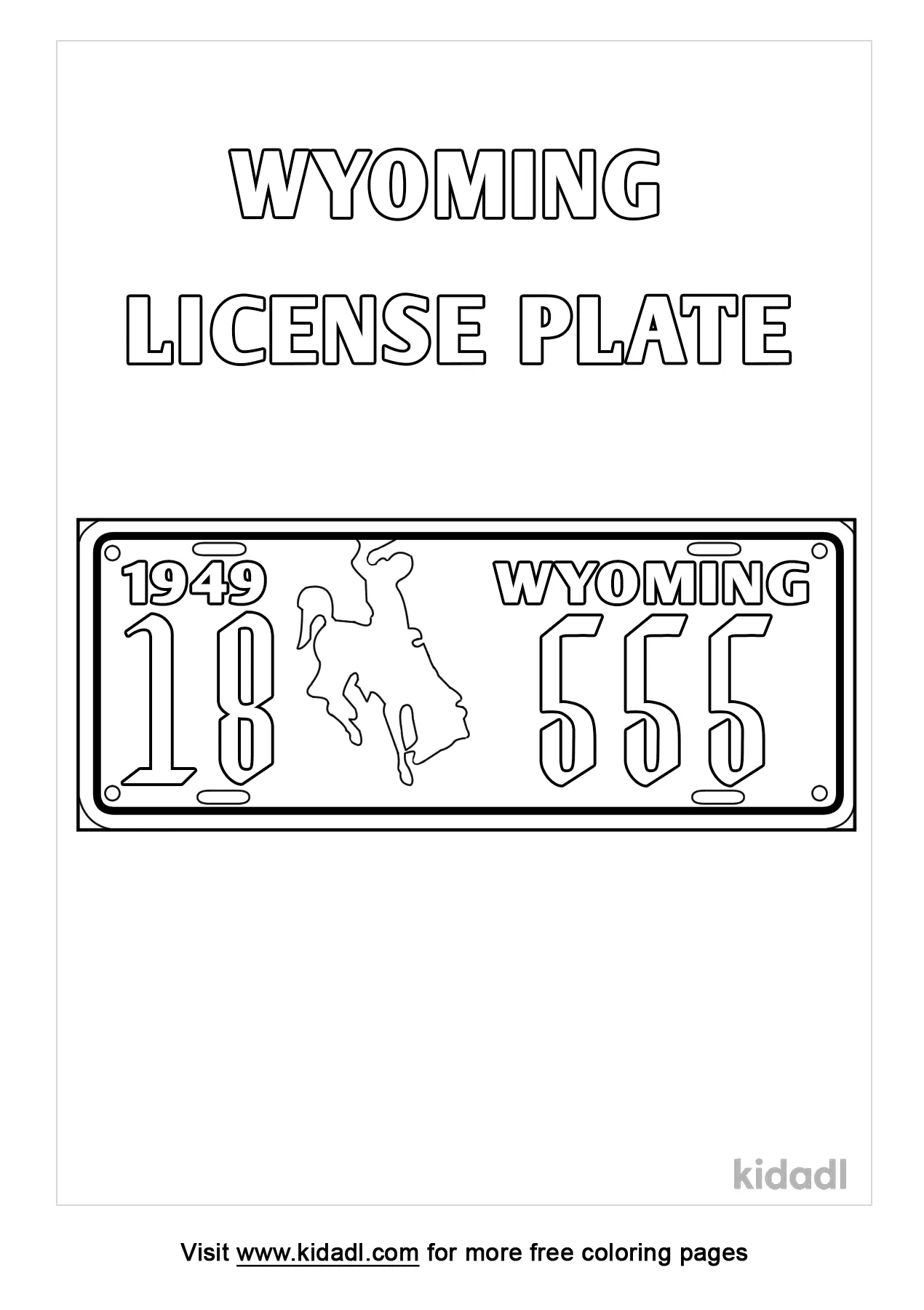 Free wyoming license plate coloring page coloring page printables