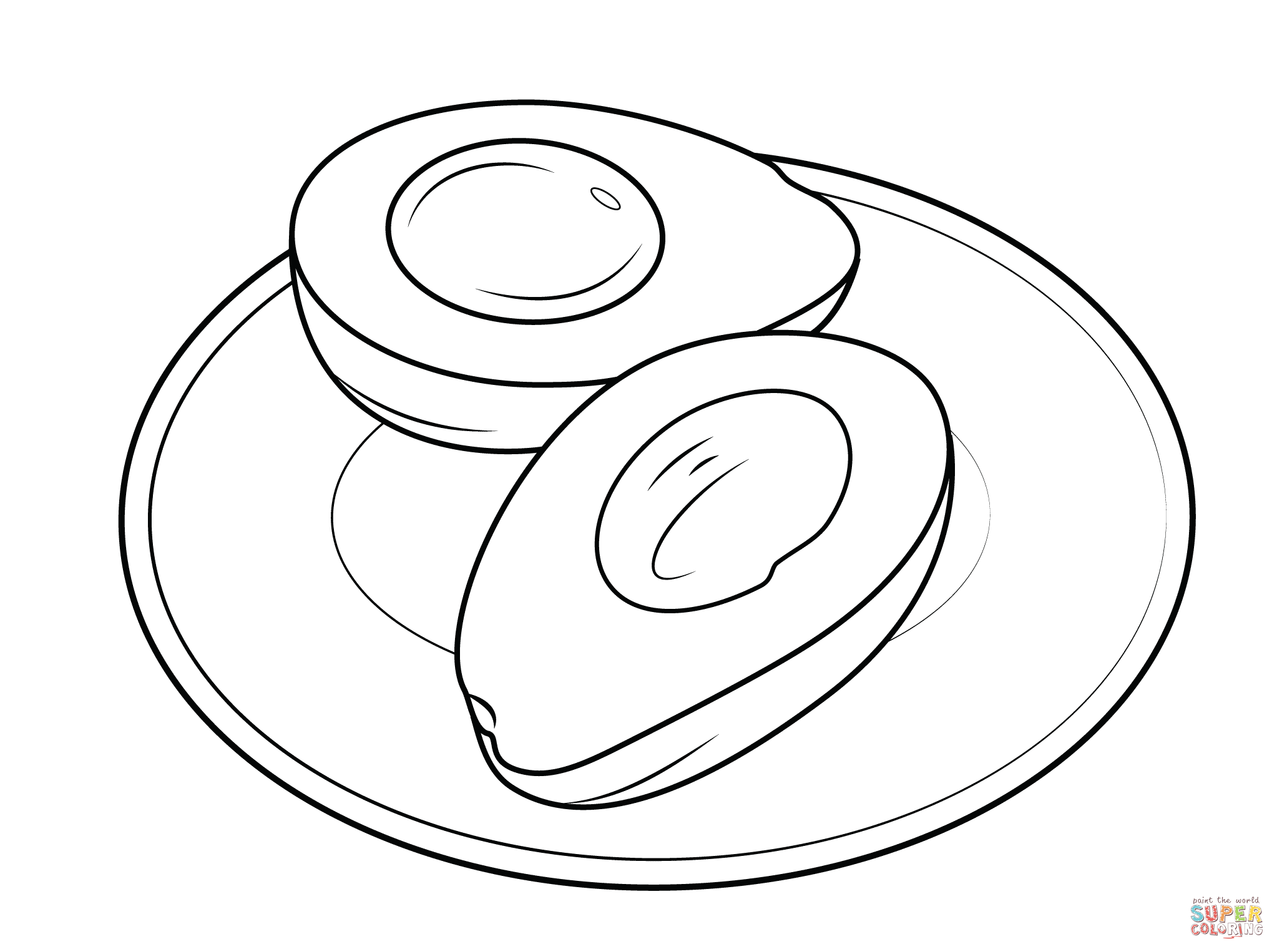 Avocado on a plate coloring page free printable coloring pages