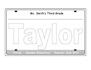 License plate glyph transportation preschool transportation unit teaching elementary