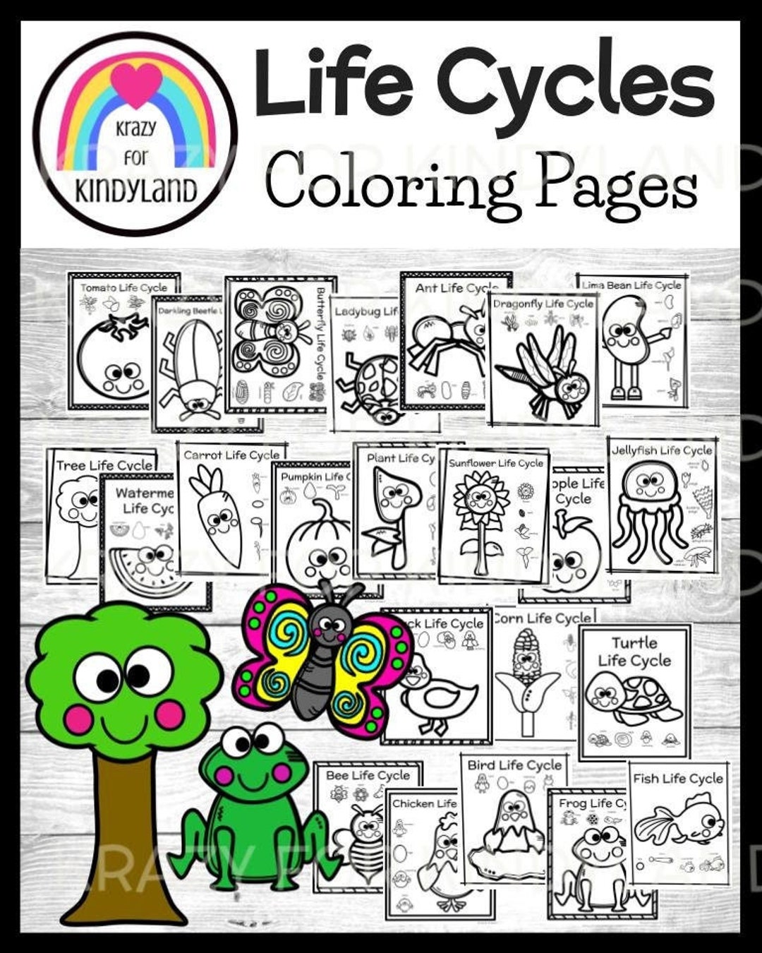 Life cycle coloring pages booklet plant parts garden animals insects spring kids coloring pages coloring book kids coloring sheets
