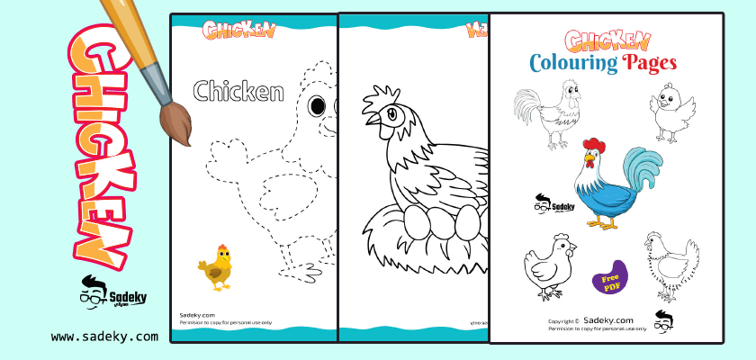 Fun and free easy chicken colouring pages printable