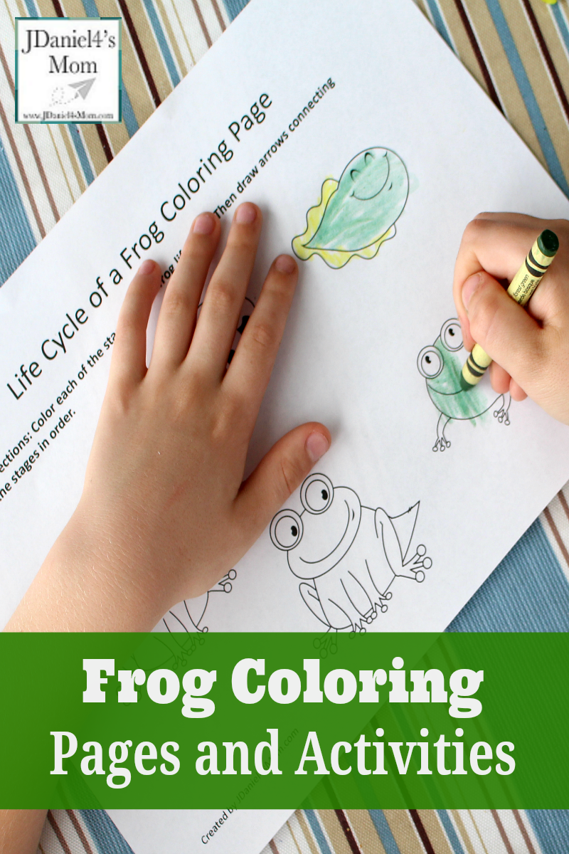 Frog coloring pages and learning activities