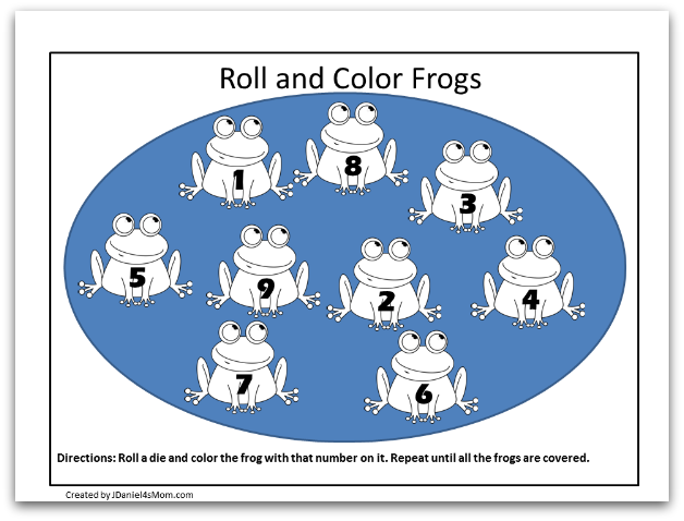 Frog coloring pages and learning activities