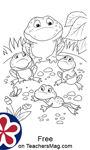 Frog life cycle coloring pages and mini