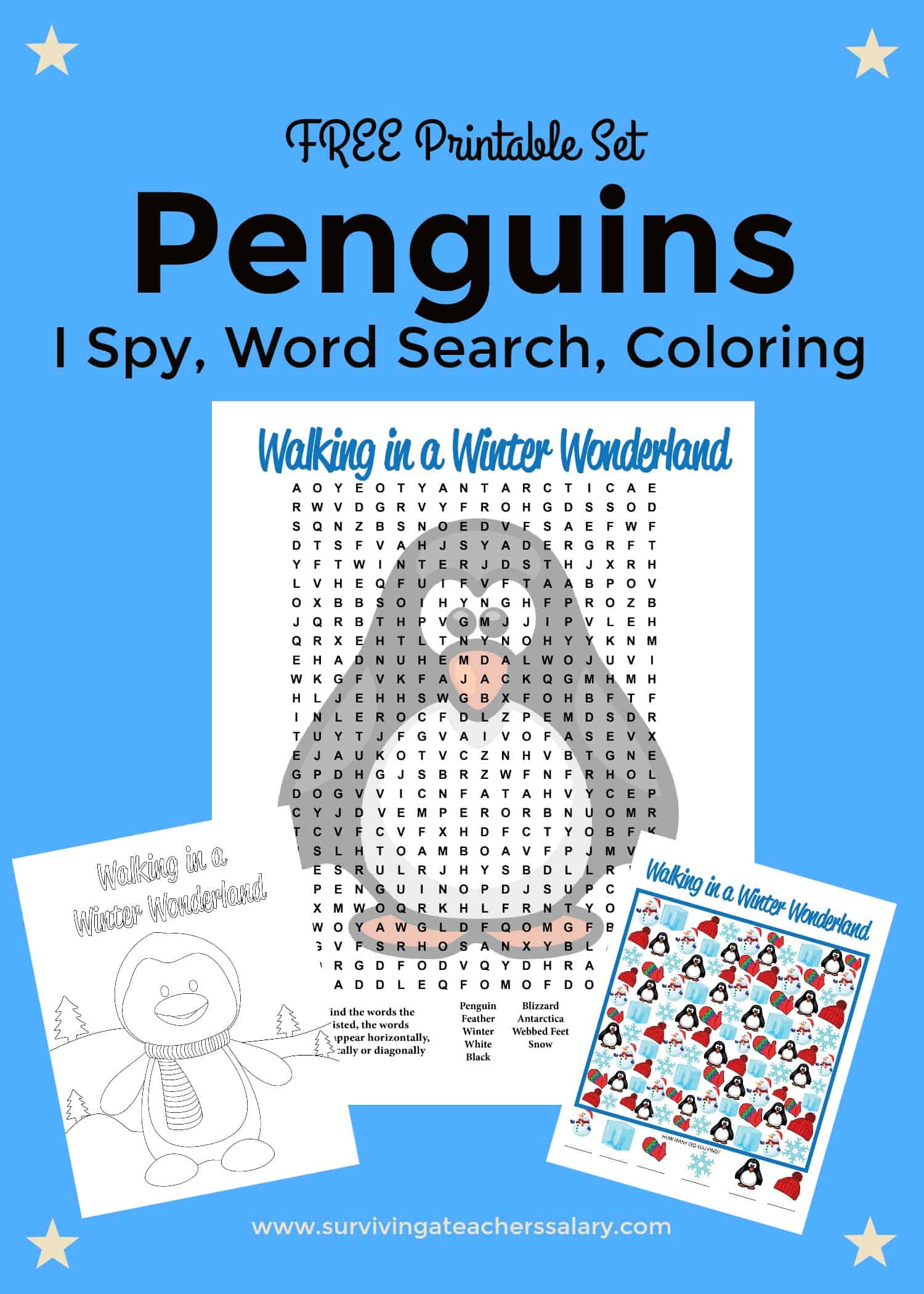 Free printable penguins worksheets coloring sheet word search i spy
