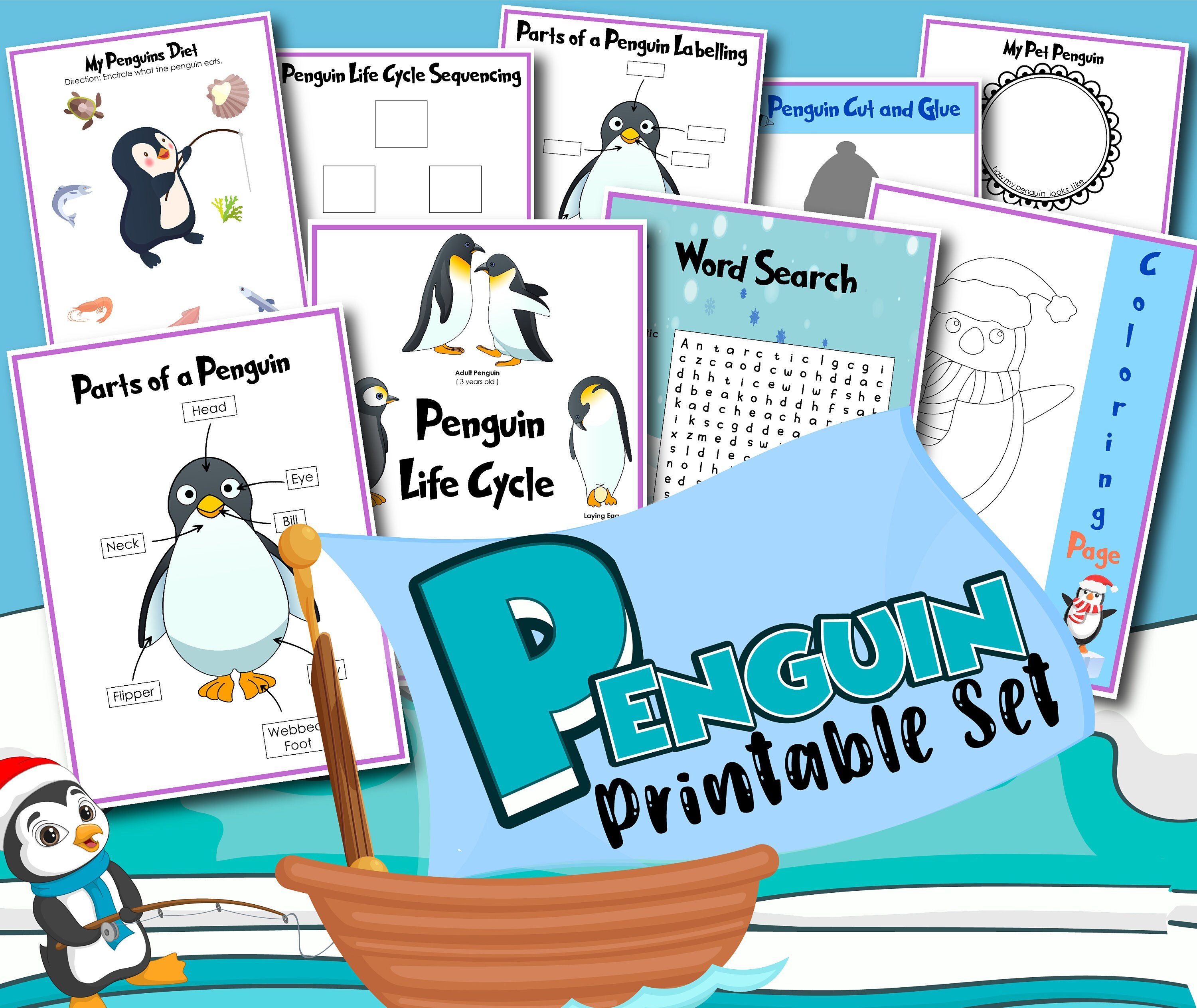 Penguin printables penguin life cycle birds all about penquins instant download stem workbook digital download kids workbook