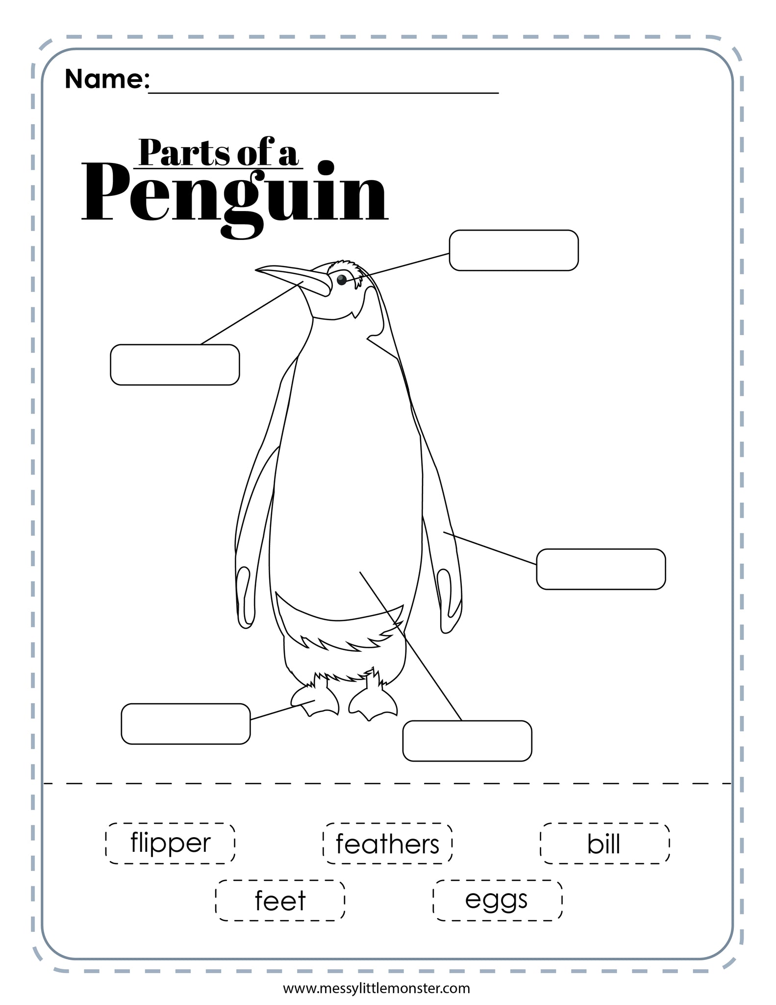 Penguin printable activities â messy little monster shop