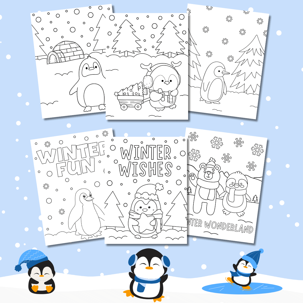 Free penguin coloring pages for kids