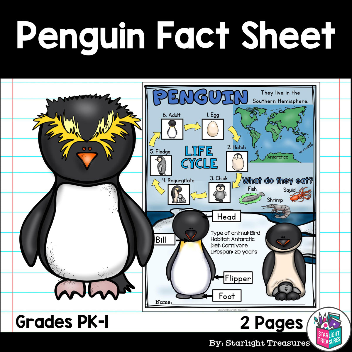 Penguin fact sheet for early readers â starlight treasures llc