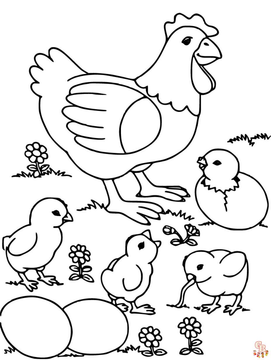 Free printable chicken coloring pages for kids