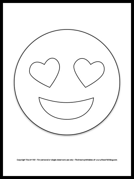 Emoji coloring page â heart eyes free printable â the art kit