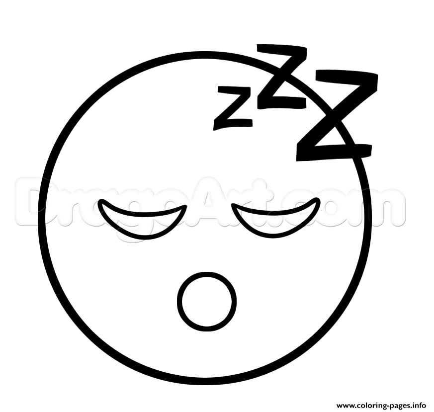 Emoji sleep sleepy face coloring page printable