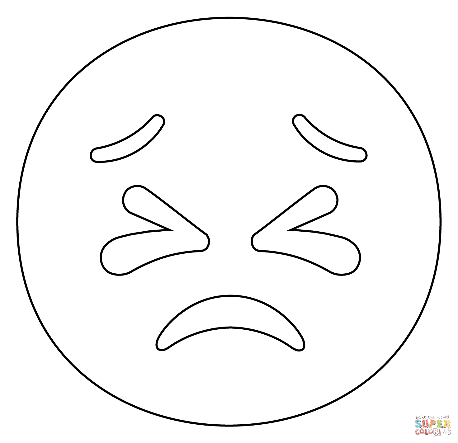 Persevering face emoji coloring page free printable coloring pages